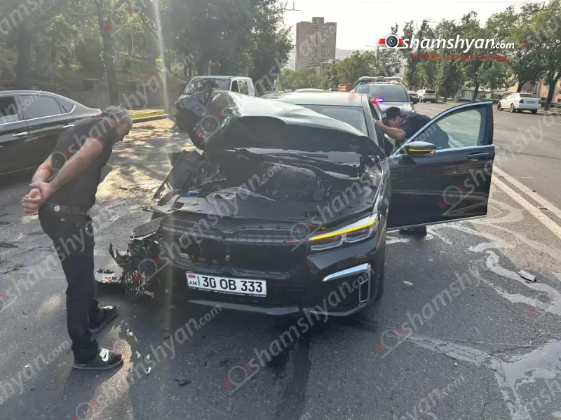Բաղրամյան պողոտայում բախվել են «BMW 750Li»-ն և մարդատար «Գազել»-ը