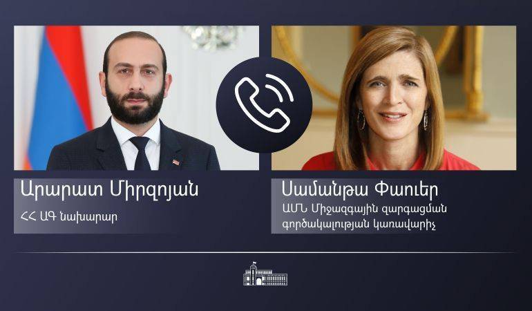 Состоялся телефонный разговор министра иностранных дел РА Арарата Мирзояна и администратора Агентства США по международному развитию Саманты Пауэр